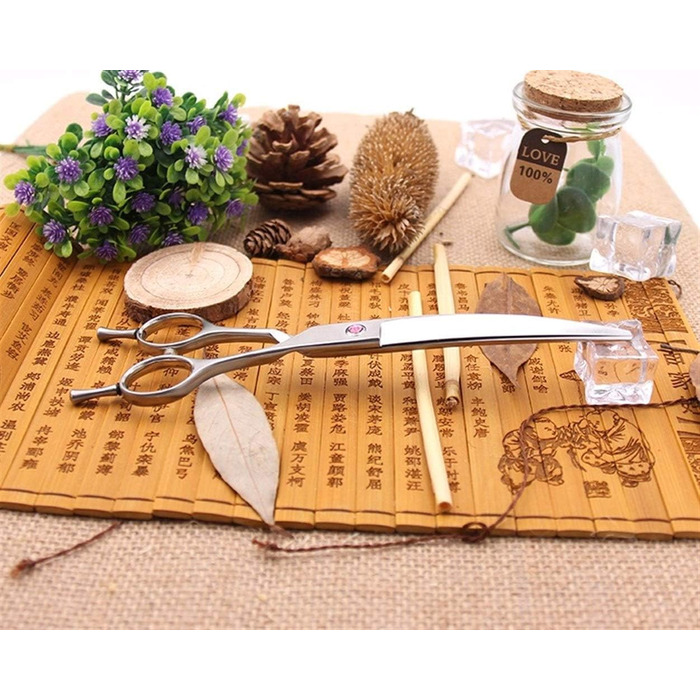 Ножиці для грумінгу тварин, фінішні інструменти, ножиці для собак, професійні ножиці для грумінгу, маленькі вигнуті ножиці, 17,8 см (розмір: червоні гвинти 19 см) (чорні гвинти 17,8 см)