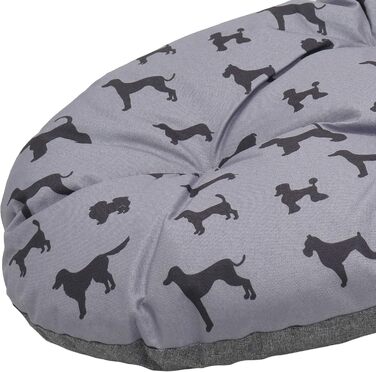 Матрац для собак Rosewood All Seasons Oval – великий, 94 см – двосторонній, з принтом собак & сірий, з виглядом льону – можна прати, зручний & для використання цілий рік (довжина 49 x ширина 67 x висота 7 см)