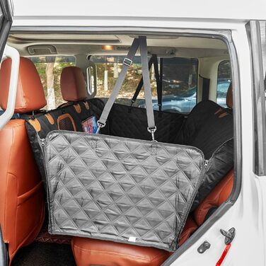 Накидка для собаки в авто 137x147 см, захист для заднього сидіння з фіксацією ременем, водовідштовхувальна, стійка до подряпин, 600D Oxford, для легкових автомобілів, вантажівок, позашляховиків, чорна