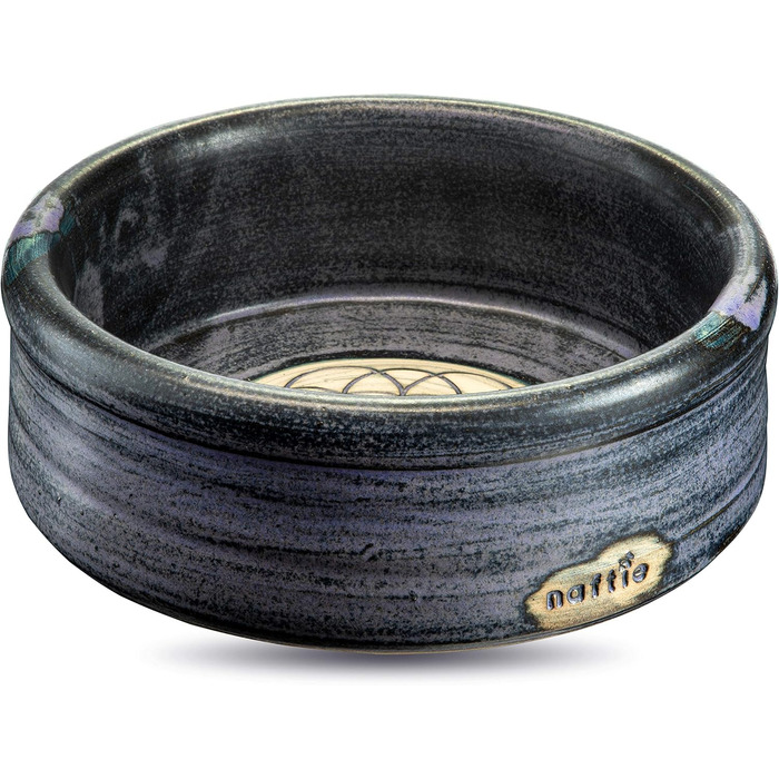 Керамічна миска для собак та котів KRAFTSPIRALE (зелено-блакитна) - ручної роботи, 0,6 л, 17-18 см