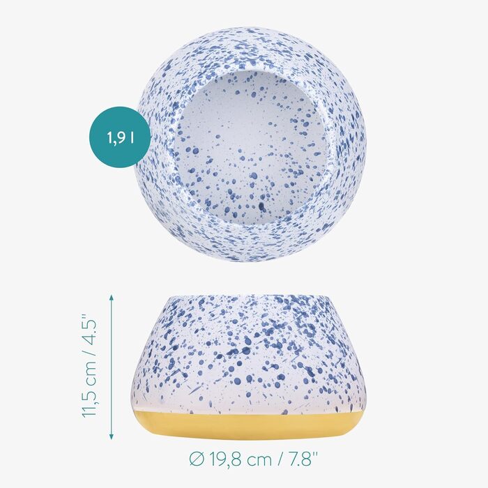 Навіс для собак Navaris Design з кераміки - велика миска для корму - годівниця для собак - миска для кокер-спанієля та довговухих собак - миска для собак біло-блакитно-жовтого кольору