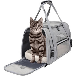 Транспортна сумка для кота APKOL, сіра, до 5 кг, складна, з плечовим ременем