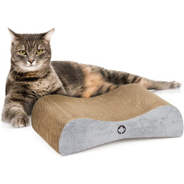 Котячий дряпак Satellite Small - чорний, з котячою м'ятою | Дряпак для котів з картону, бетонування | 37 x 10 x 23 см