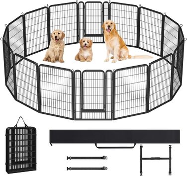 Вольєр для цуценят Yaheetech 16-частинний, 100 см, з сумкою та кріпильними ременями, для дому та саду, легка збірка