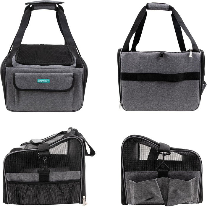 Транспортна сумка для собак та котів Emmi-Pet, складана та портативна переноска до 9 кг, з оксфордської тканини, водонепроникна сумка для собак та котів для автомобіля, поїздів та подорожей, Travel Bag 41,5 x 32 x 30 см