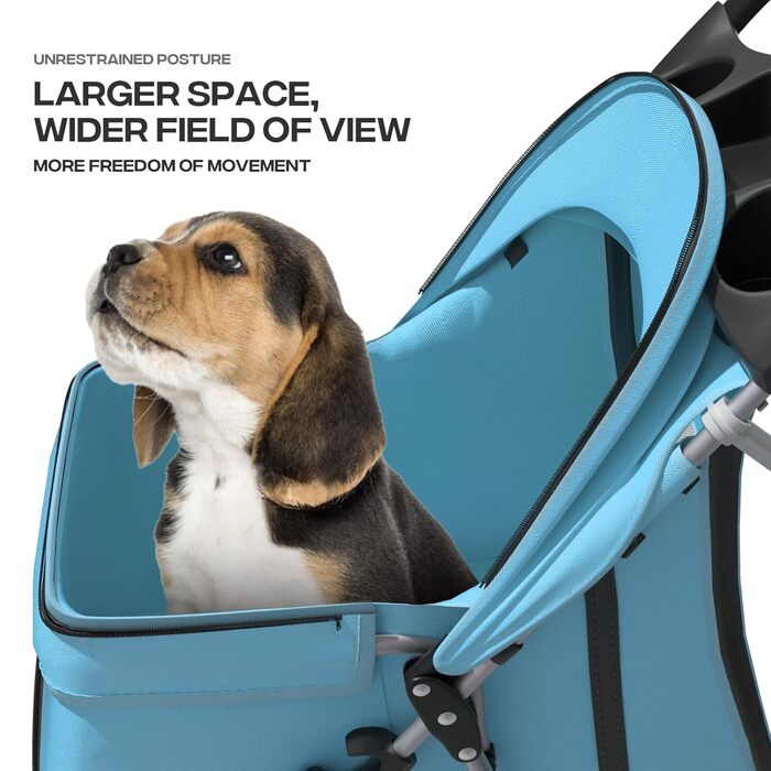 Дитяча коляска для котів та собак, 3 колеса, складний бугі для тварин, 13.6 кг, з кошиком та тримачем для напоїв, м'ятний колір