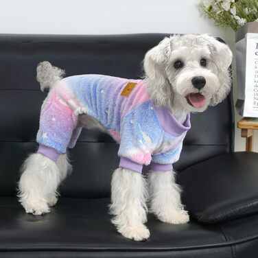 Піжама для собак XPUDAC, фліс, теплий пуловер для маленьких та середніх собак, дівчаток та хлопчиків, тепла зимова одяг для собак, теплий зимовий костюм, для дітей, розмір S, світиться в темряві, розмір XS (обхват грудей 31.75 см)