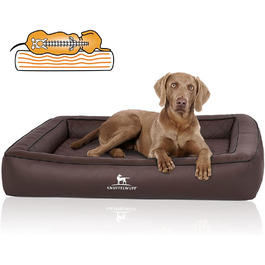 Ортопедичне ліжко для собак Knuffelwuff Hampstead XL 105x80 см, коричневе, стьобана екошкіра
