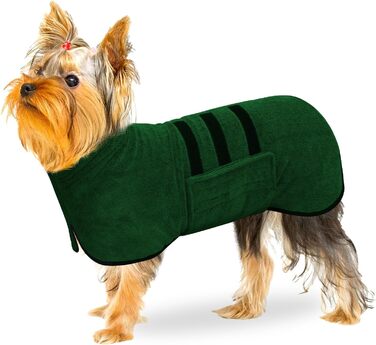 Рушник для собак з мікрофібри, швидковисихаючий, з клямками та регульованою стрічкою, для великих, середніх та маленьких собак (S, Зелений)