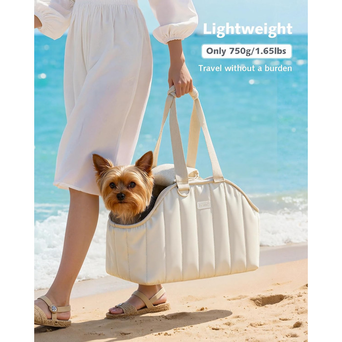 Транспортна сумка для собак Pecute, 4 кг, кремового кольору. Легка, складна переноска для собак та котів, ідеальна для подорожей