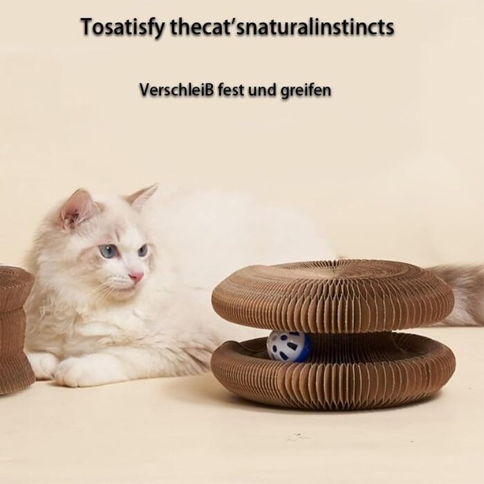 Котячий когтетоп складний, портативний, з інтерактивною м'ячиком для зняття стресу у котів