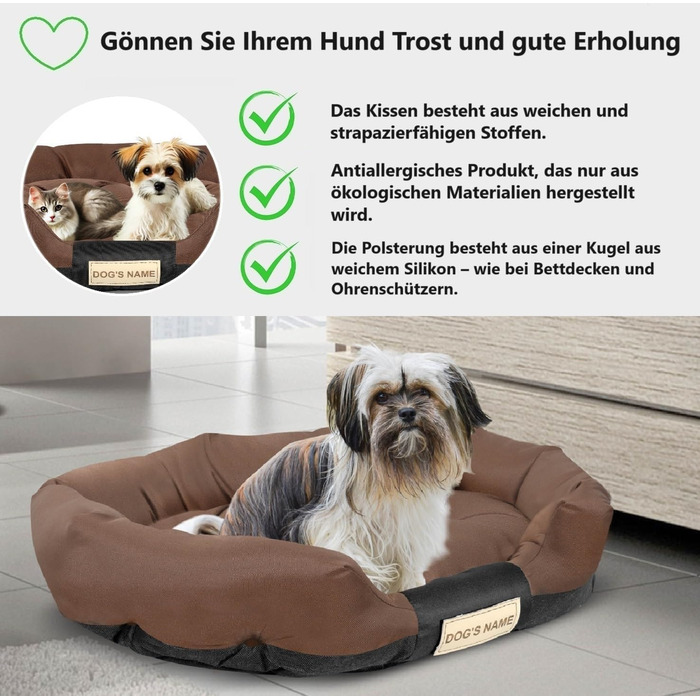 Ліжко для собак XL 115x95 см, коричневе, персоналізоване, вологостійке, миється. Для великих собак.