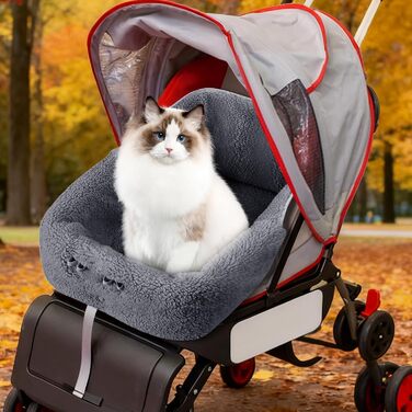 Матрац для тварин у візочок – зимова подушка для собак та котів, магнітна, для цуценят, кошенят, у подорожах, на прогулянках, в авто, до ветеринара, сірий