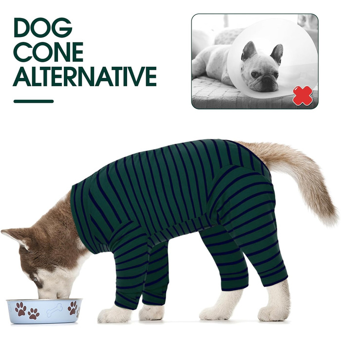 Корсет для собак після операції, після кастрації, для собак, з ніжками, піжама для маленьких та середніх собак, зелений XS
