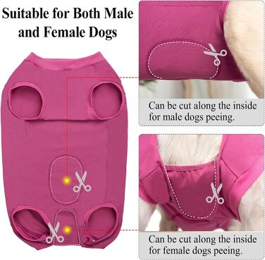Післяопераційний боді для собак: захист від лизання та ран, для кастрації, різних розмірів (S, Рожевий)