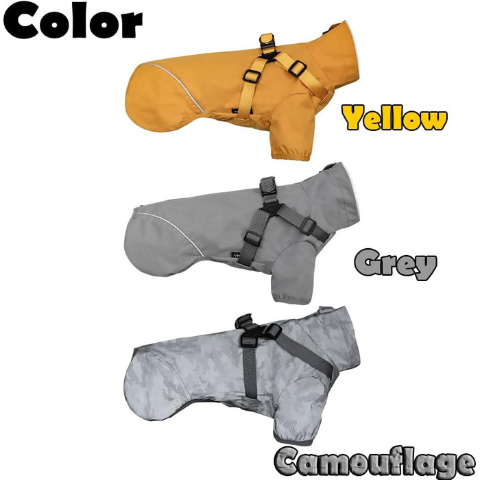 Водонепроникний дощовик для собак BT Bear, сірий, розмір L - відбиваючий, для маленьких собак