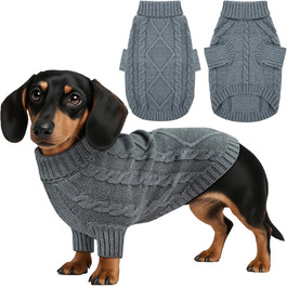 Теплий зимовий пуловер для собак з довгим рукавом, з м'яким коміром-горловиною. Підходить для такс, бульдогів, шнауцерів та інших порід.