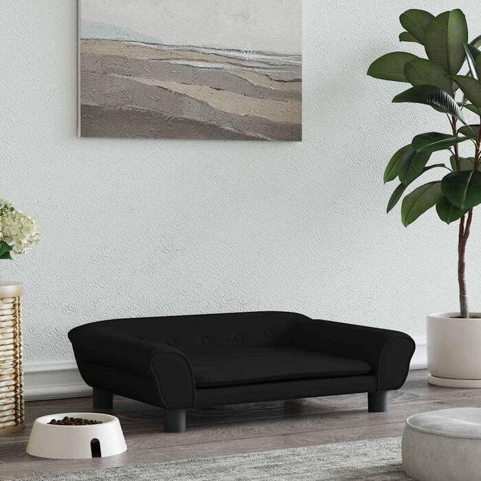 Крісло-ліжко для собак, м'яке ліжко для тварин, лежанка для маленьких собак та котів, чорний велюр 70 x 48 x 22 см