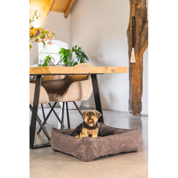 Крісло-лежанка для собак Lotte Ribbed, коричневе, 65x60x20 см