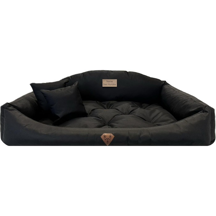 Ортопедичне ліжко для собак Dogs4Life: м'яке, миється, з можливістю персоналізації імені (M, чорний)