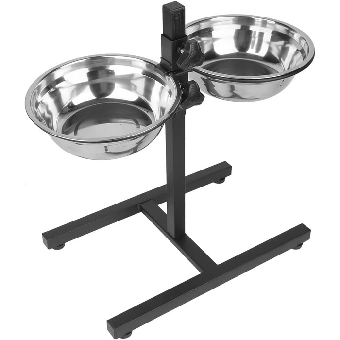 Підвищений годівниця для собак та котів 2-в-1, 4 регульовані висоти, підставка Anti-Slip з нержавіючої сталі, для всіх порід (1-2 миски)