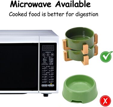 Набір мисок для котів та собак Petygooing з кераміки, на підставці, 800 мл (2 шт.), зелений, антиковзаючі