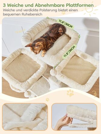 Дерев'яний комплекс для котів Taoqimiao 193 см, великий, з будиночками, лежаками, гачком та когтеточками (MS047G, сірий/бежевий)