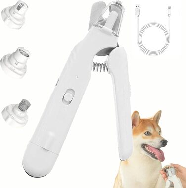 2-в-1 LED-ріжучий інструмент для догляду за кігтями для безпечного догляду за кігтями без страху, ножиці для собак зі світлом, захист безпеки, тиха робота, гострі, для середніх і маленьких собак і котів (білий)