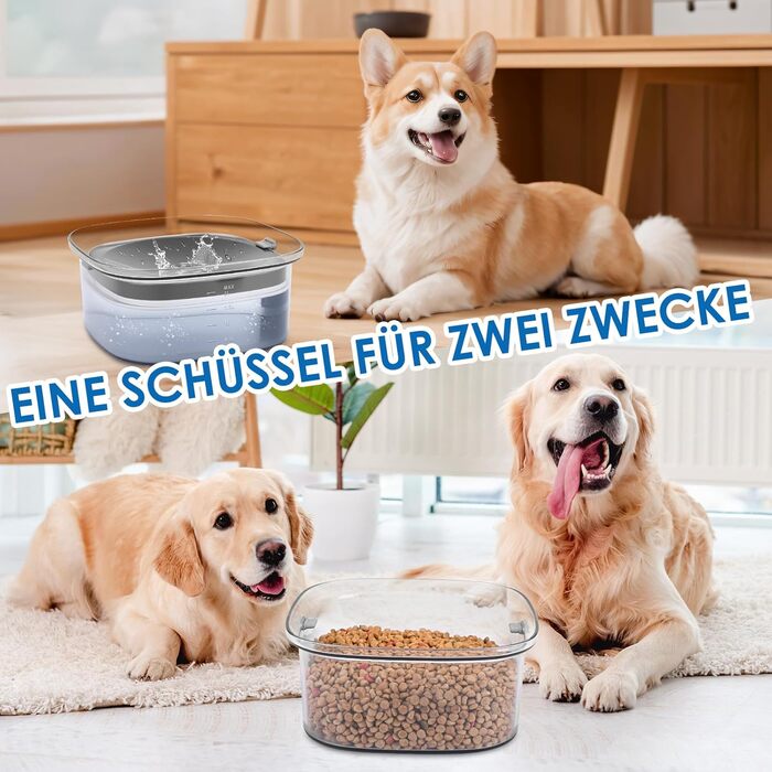 Миска для води для собак Gaethra без розливання, 2L, анти-розливання, велика миска для води для собак, миска для собак, витокозахисна, фонтанчик для собак, що багато п'ють