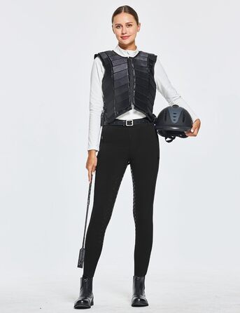 Легінси для верхової їзди жіночі зимові FitsT4 з флісу, силіконовий повний сидіння, з блискавкою та петлями для ременя, чорні, розмір M