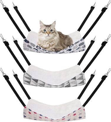 Кішка лежанка-гамак на підвісці, 3 шт. - тепла гамачна лежанка для котів та інших дрібних тварин з регульованими ременями та металевими застібками