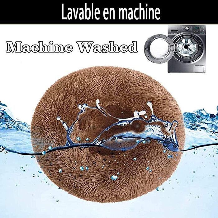 Кругле ліжко для собак та котів, велике, 100 см, коричневе. М'яке, плюшеве ліжко для великих та середніх собак.