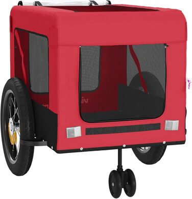 Перетягувач для собак на велосипеді Robuster - Oxford, залізо, PVC, червоний & чорний, 120x54,5x53 см - з PVC-дах та зручною платформою, для маленьких собак та домашніх тварин, модель 93929