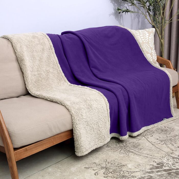 Водонепроникний килимок для собак Catalonia Classy, стійкий до сечі, двосторонній, м'який, великий розмір 203x152 см (Ліловий/Бежевий)