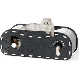 Кігтеточка-будиночок для котів FUKUMARU, чорна філцова кімната-лежанка для сну та ігор, 2-ярусна