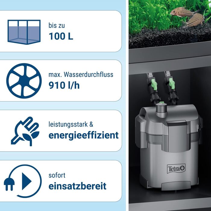 Зовнішній фільтр Tetra EX 500 Plus для акваріумів до 100 л, потужний фільтр для кришталево чистої води