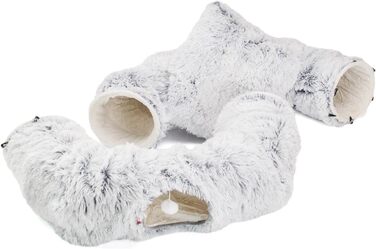 Канадський кіт | Преміум тунель для котів CUBI, XXL тунель з місцем для сну, з м'яким лежаком, для великих котів, 100 x 80 x 26 см (Сірий)