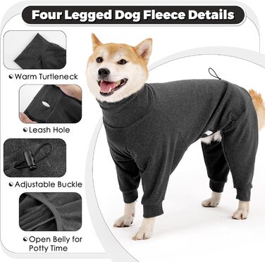 Флісовий теплий халат для собак, теплий зимовий одяг для великих собак, флісова куртка для собак з ніжками, халат для собак, одяг для собак, чихуахуа, бігль, теплий піжамний костюм для собак, темно-сірий