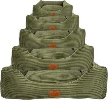 Ортопедичне ліжко для собак Elropet з м'якого корду, кошик для собак XS/S/M/L/XL (XXL 145x110x30 см), оливковий колір