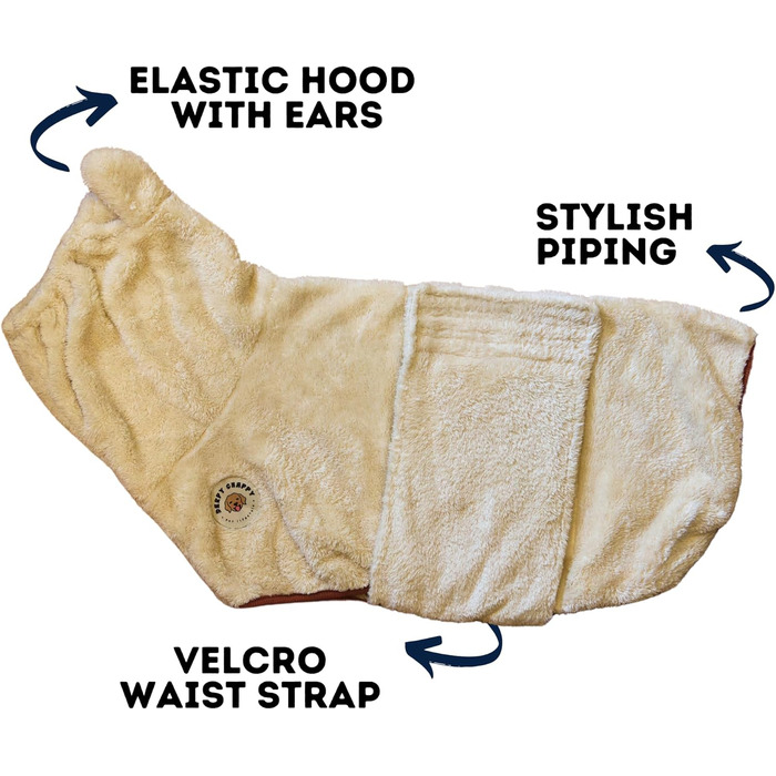 Рушник для собак DERPYCHAPPY, преміум-якість, швидковисихаючий, мікрофібра, для собак, котів та цуценят (M, Бежевий)