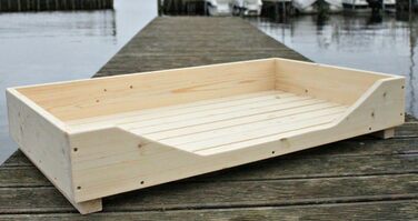 Дерев'яне ліжко для собак Dekorie - 60-110 x 40-60 см - для малих, середніх та великих собак, кошик/софа для собак/кіт, масив дерева, колір натуральний