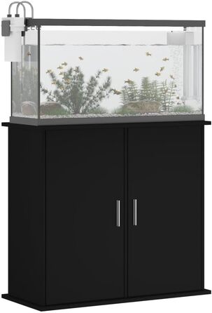 Тумба для акваріума IKAYAA, чорна, деревна плита, 81x36x73 см, підставка для акваріума