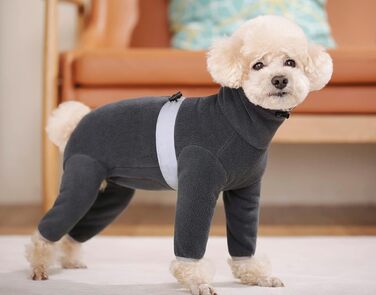 Теплий флісовий одяг для собак, зимовий, з довгими рукавами, чотирилапий, регульований, для маленьких та середніх собак, розмір XS (Сірий)