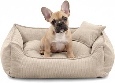 М'яке ліжко для собак Gutekissen® Lucky – зручне та миється, для маленьких та великих собак, з поліуретановою начинкою та знімним чохлом (кремовий, M - 80x65)