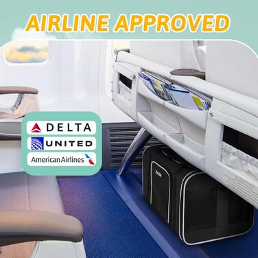 Транспортна сумка для тварин Petskd, схвалена авіакомпаніями, для котів та собак середніх розмірів, чорна, 17.0' x 11.0' x 10.5'