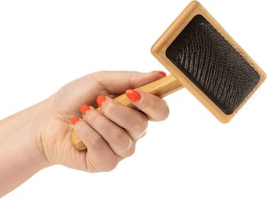 М'яка бамбукова щітка для грумінгу Mikki 6280033 з кульковими насадками для собак та котів, велика, 99 г (коричнева, M)