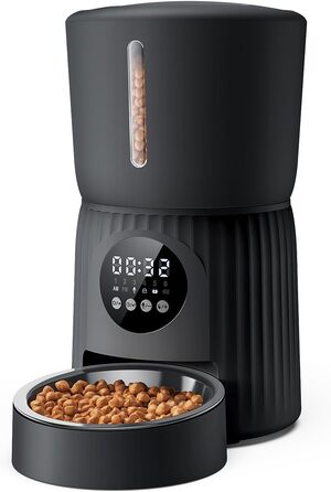 Автомат годівлі для котів Faroro 4L, програмований, з контролем порцій, 10 сек. голосових повідомлень, чорний