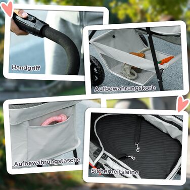 PawHut Візок для собак і котів 3 в 1, складний, до 4 кг, сірий