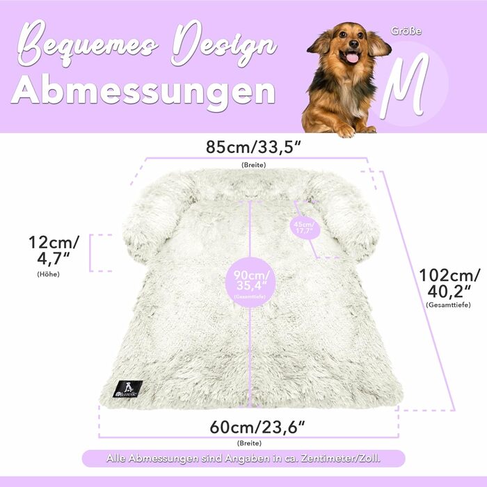 Захисний лежак для собак на диван, плюшевий коврик для собак малого та середнього розміру, водонепроникний, знімний чохол, ковдра-чохол для собачого дивана, колір: (кремовий, M - 102x85x12 см)