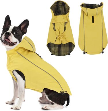 Водонепроникна куртка для собак Vejaoo з капюшоном, світловідбиваючі елементи, XL, жовта